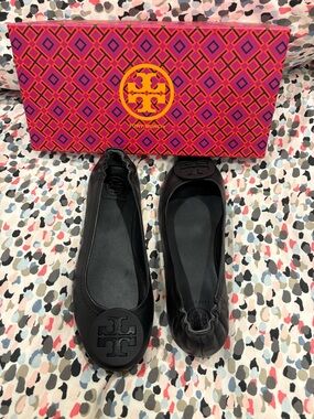 Tory Burch Minnie Travel Ballet Flats with Logo Soft Napa Leather